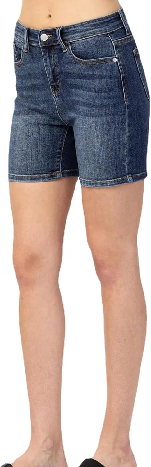 Pantete Women's Stretchy Jean Shorts High Waist 7" Inseam Summer Denim Jorts