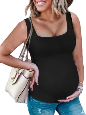 Peauty Maternity Sleeveless Top with Scoop Front and Back Neckline Tank-Tops, Before During After Pregnancy-Clothes