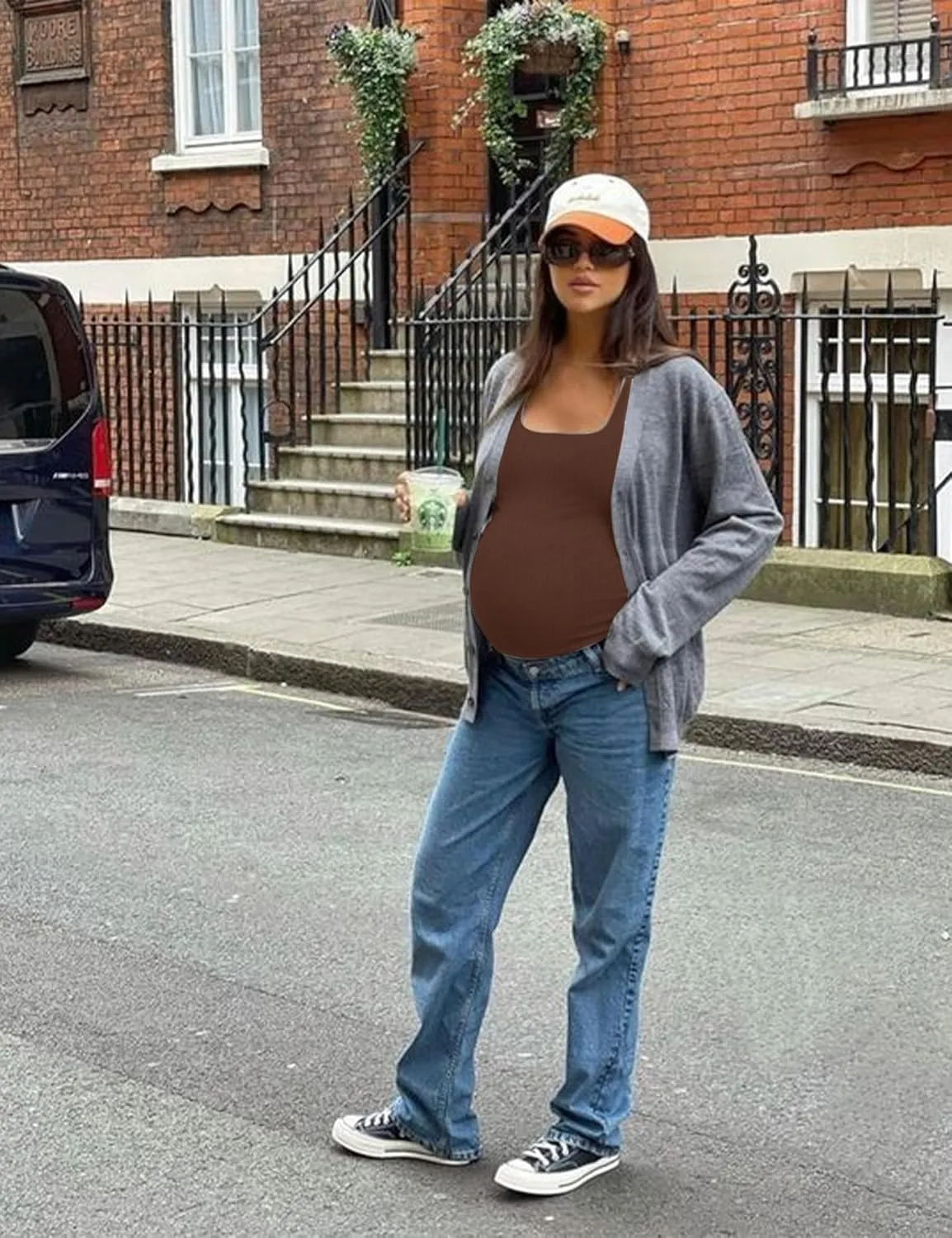 Peauty Maternity Sleeveless Top with Scoop Front and Back Neckline Tank-Tops, Before During After Pregnancy-Clothes