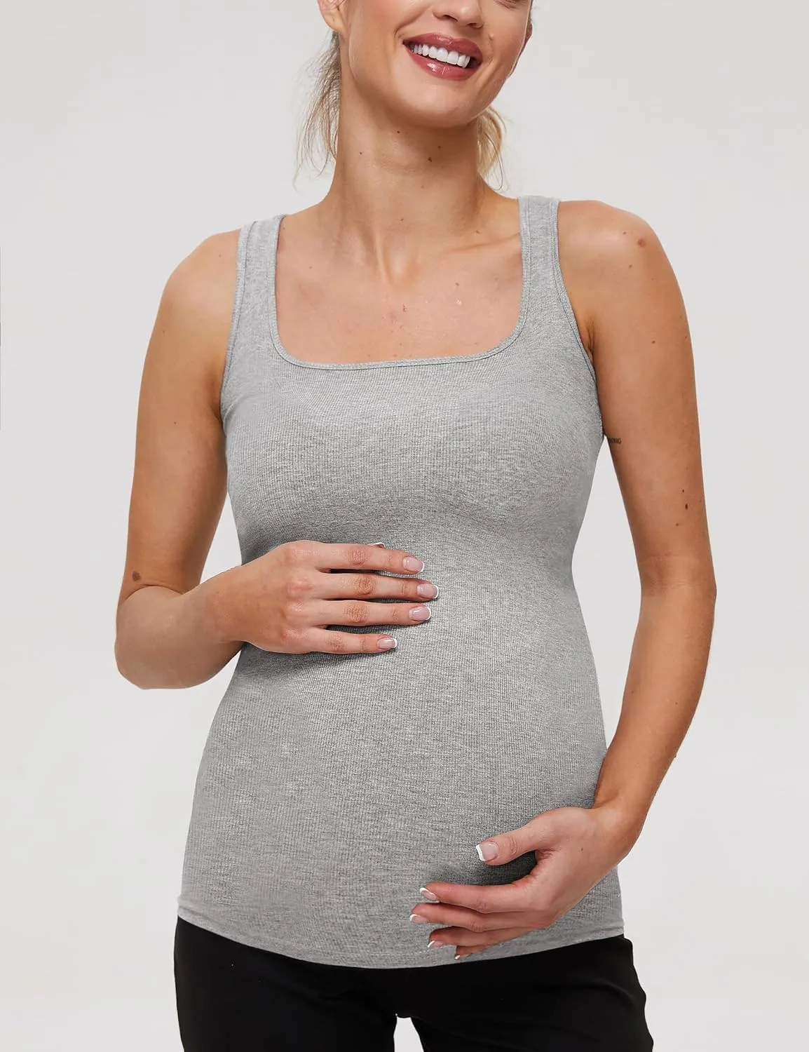 Peauty Maternity Sleeveless Top with Scoop Front and Back Neckline Tank-Tops, Before During After Pregnancy-Clothes