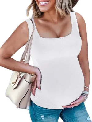 Peauty Maternity Sleeveless Top with Scoop Front and Back Neckline Tank-Tops, Before During After Pregnancy-Clothes