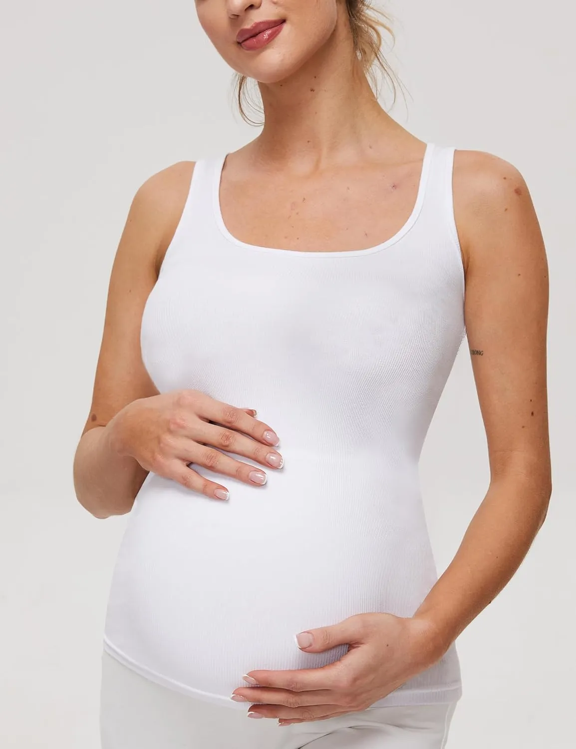 Peauty Maternity Sleeveless Top with Scoop Front and Back Neckline Tank-Tops, Before During After Pregnancy-Clothes
