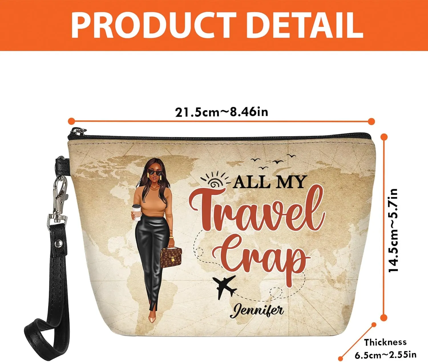 Personalized Name All My Travel Crap Makeup Bag Custom Woman Cosmetic Bags Makeup Travel Case Makeup Boxy Bag Dopp Kit for Women Traveling Makeup Pouch Organizer Toiletry Bags 1