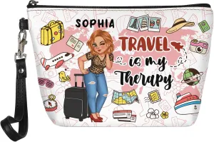 Personalized Name Girl Who Loves Traveling Makeup Bag Custom Woman Cosmetic Bags Makeup Travel Case Makeup Boxy Bag Dopp Kit for Women Traveling Makeup Pouch Organizer Toiletry Bags 10