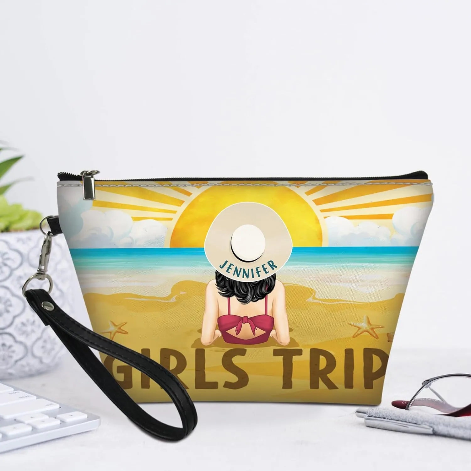 Personalized Name Travel Girls Trip Makeup Bag Custom Woman Cosmetic Bags Makeup Travel Case Makeup Boxy Bag Dopp Kit for Women Traveling Makeup Pouch Organizer Toiletry Bags 12