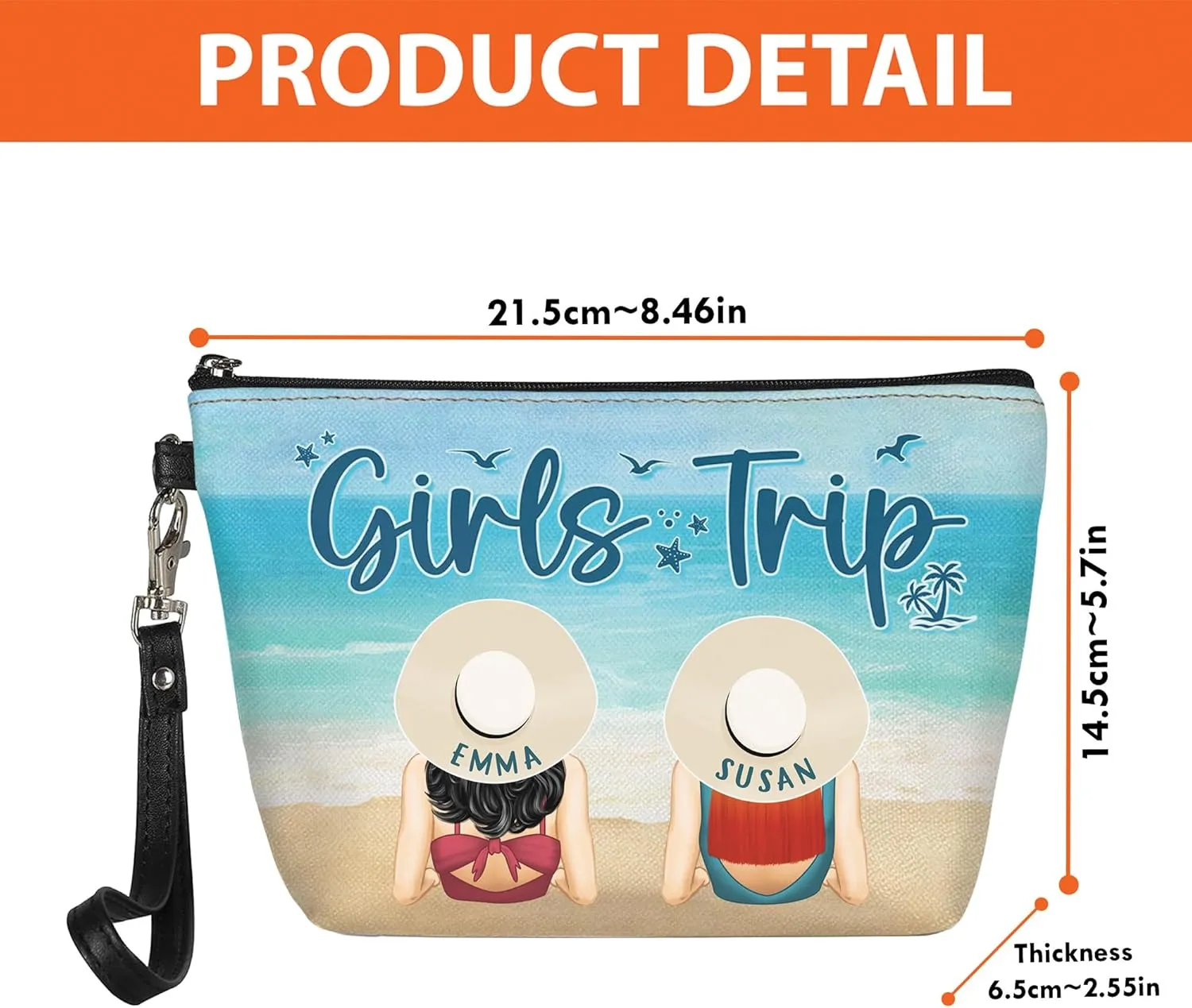 Personalized Name Traveling Girls Trip Makeup Bag Custom Woman Cosmetic Bags Makeup Travel Case Makeup Boxy Bag Dopp Kit for Women Traveling Makeup Pouch Organizer Toiletry Bags 13