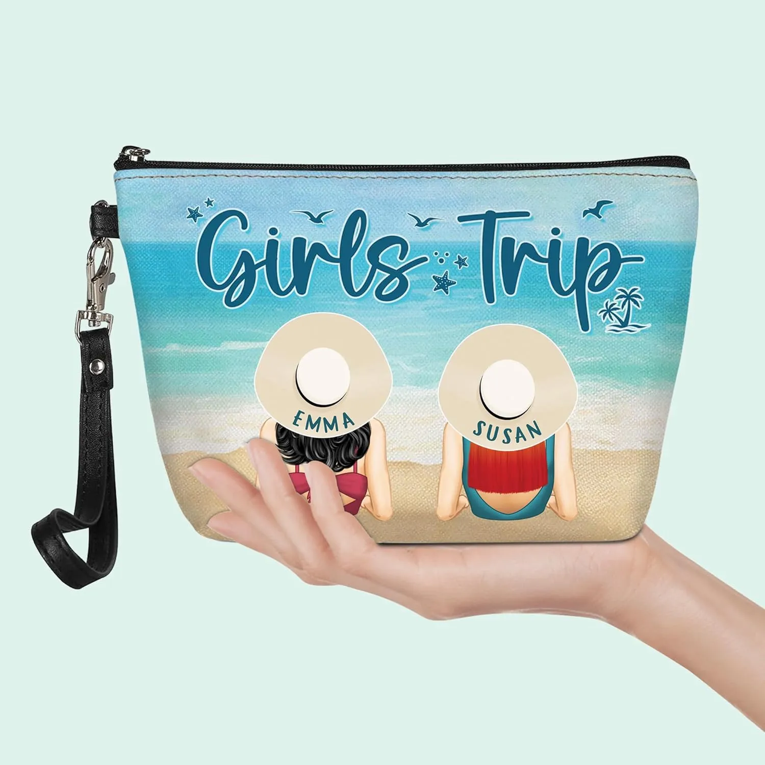 Personalized Name Traveling Girls Trip Makeup Bag Custom Woman Cosmetic Bags Makeup Travel Case Makeup Boxy Bag Dopp Kit for Women Traveling Makeup Pouch Organizer Toiletry Bags 13