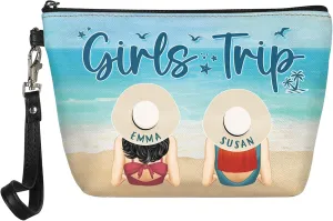 Personalized Name Traveling Girls Trip Makeup Bag Custom Woman Cosmetic Bags Makeup Travel Case Makeup Boxy Bag Dopp Kit for Women Traveling Makeup Pouch Organizer Toiletry Bags 13