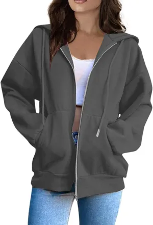 PETYCZEN Hoodies for Women Full Zip Up Hooded Sweatshirts Casual Long Sleeve Lightweight Y2K Jackets Fall Clothes 2024
