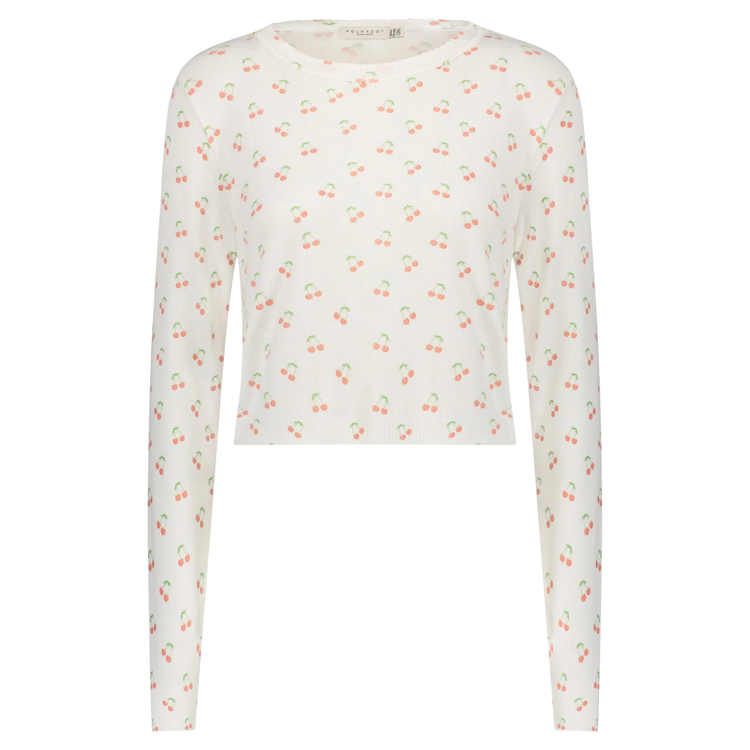 Polkadot CHERRY Print NELL CROP SLOUCHY Crew LS