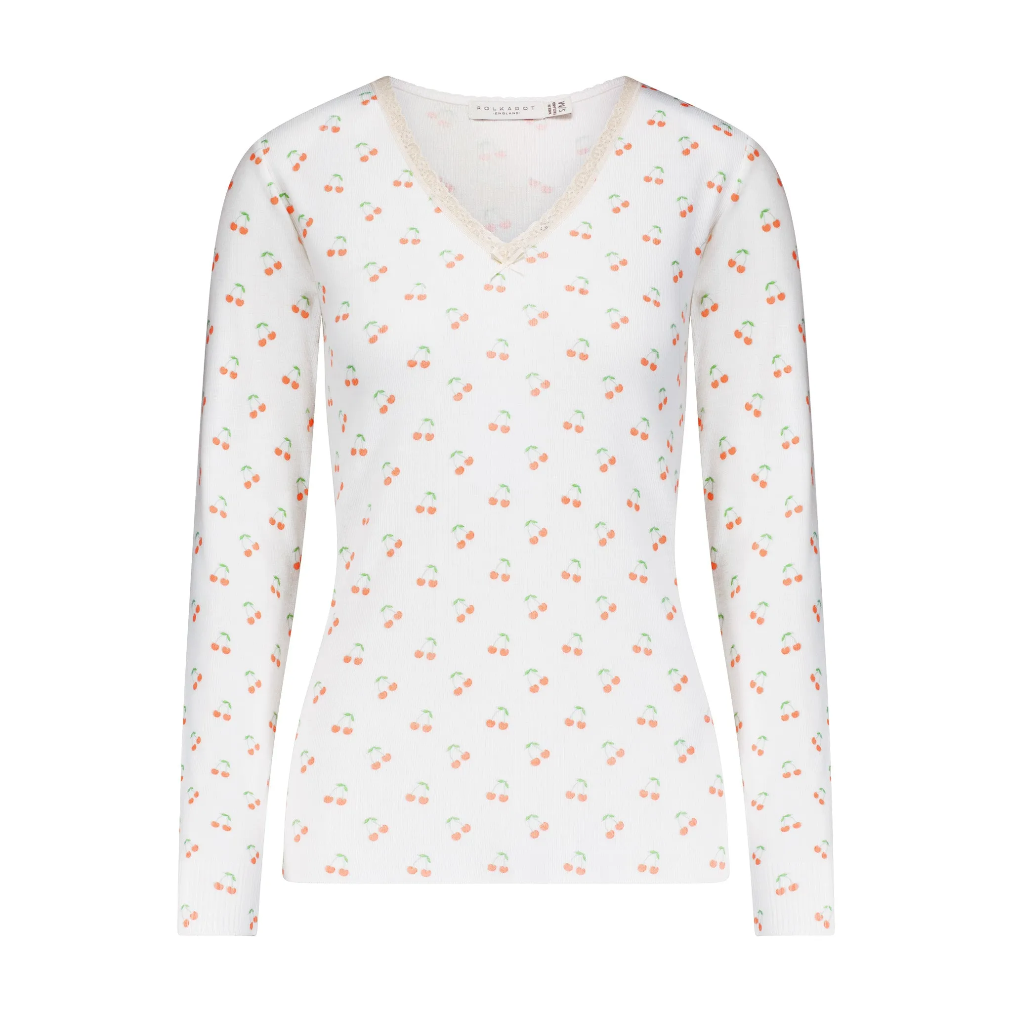 Polkadot CHERRY Print PAULINE V NECK SLOUCHY
