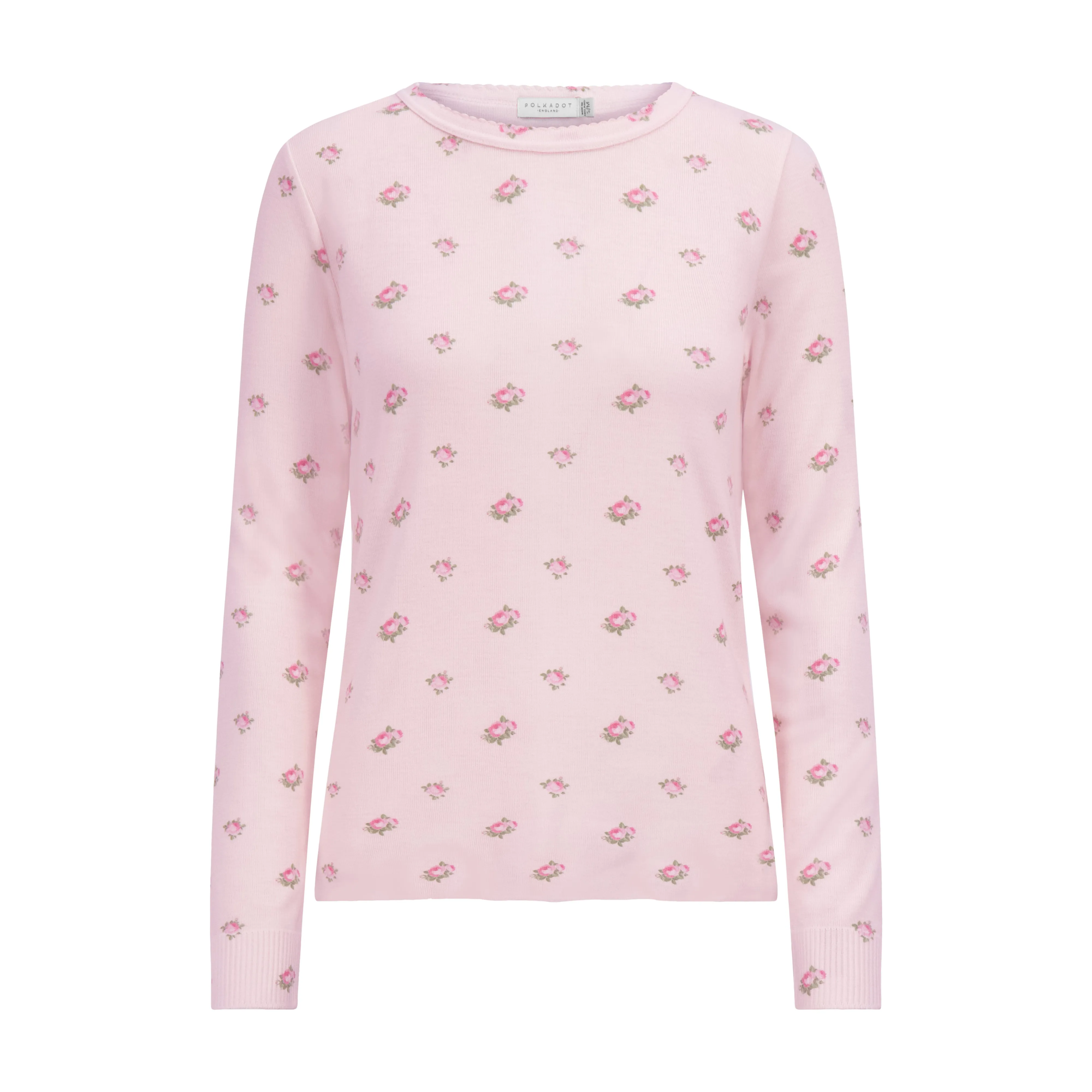 Polkadot PINK VINTAGE LARGE ROSE Print RACHEL SLOUCHY Crew