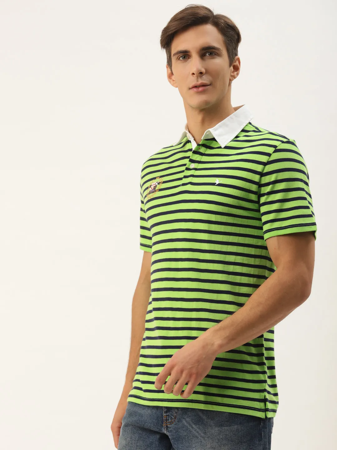Premium Green Striped Polo Tees