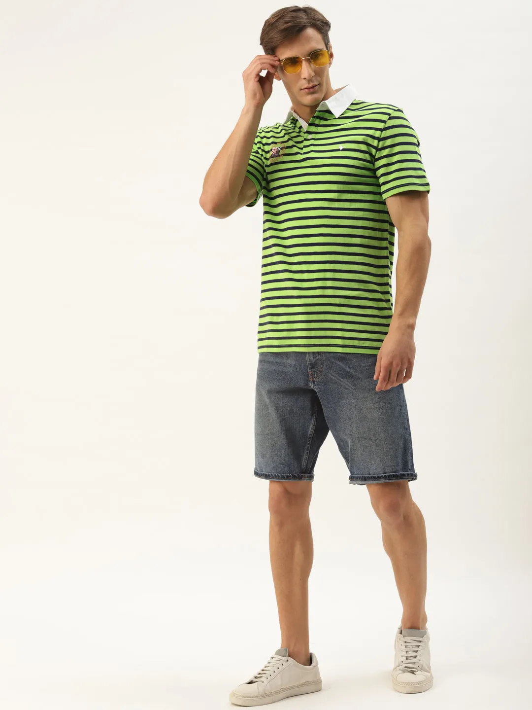 Premium Green Striped Polo Tees