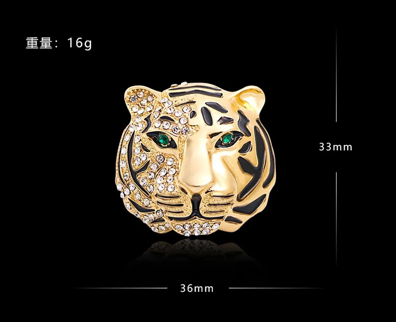 Premium Rhinestone Tiger Brooch Pin Gold Silver Tiger Head Brooch Lapel Pins Vintage Punk Style Animal Brooch Domineering Cool Tiger Brooch Clothes Hats Bags Suits Banquets Party Costumes Jewelry for Women and Men