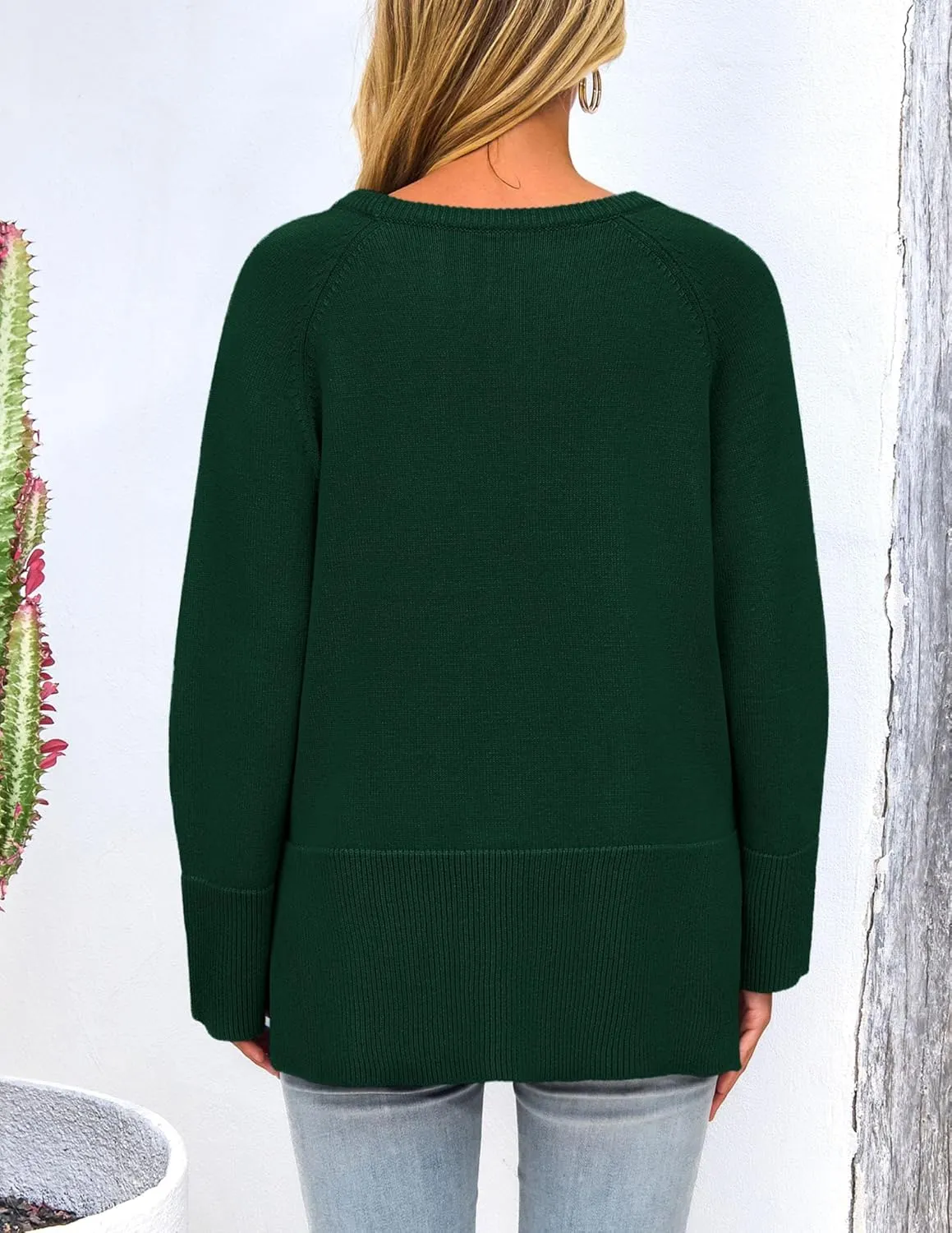 PRETTYGARDEN Women's Knit Spring Sweaters Long Sleeve Pullover Crewneck Split Hem Loose Oversized Tunic Fall Sweater Top