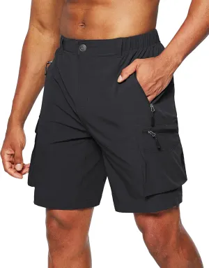 Pudolla Men's Hiking Cargo Shorts Quick Dry Outdoor Travel Shorts for Men with Multi Pocket for Fishing Camping Casual