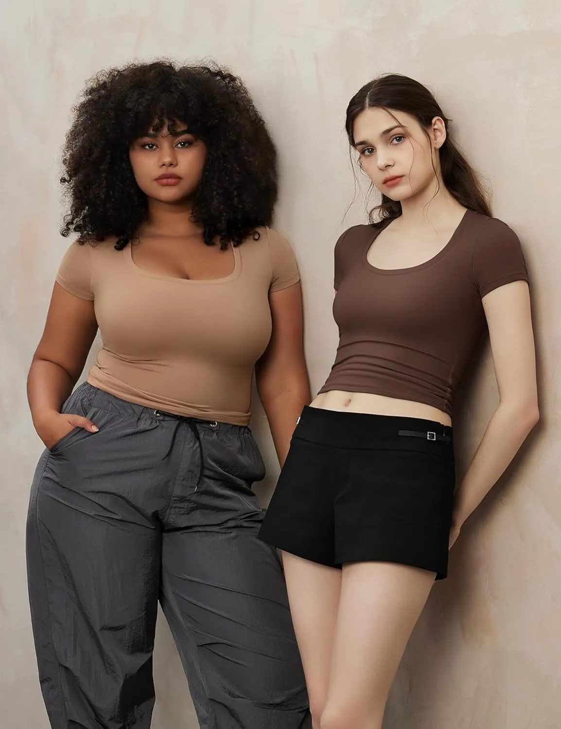PUMIEY Women's T Shirts Short Sleeve Scoop Neck Basic Going Out Tops Fashion Slim Fit Tee Smoke Cloud Pro Collection