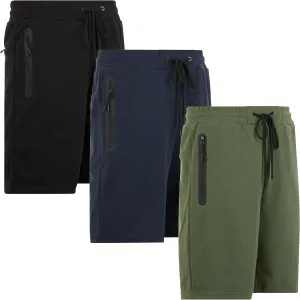 PURE CHAMP Mens 3 Pk French Terry Cotton Casual Gym Shorts for Men Athletic Workout Training Sweat Shorts with Zipper Pocket