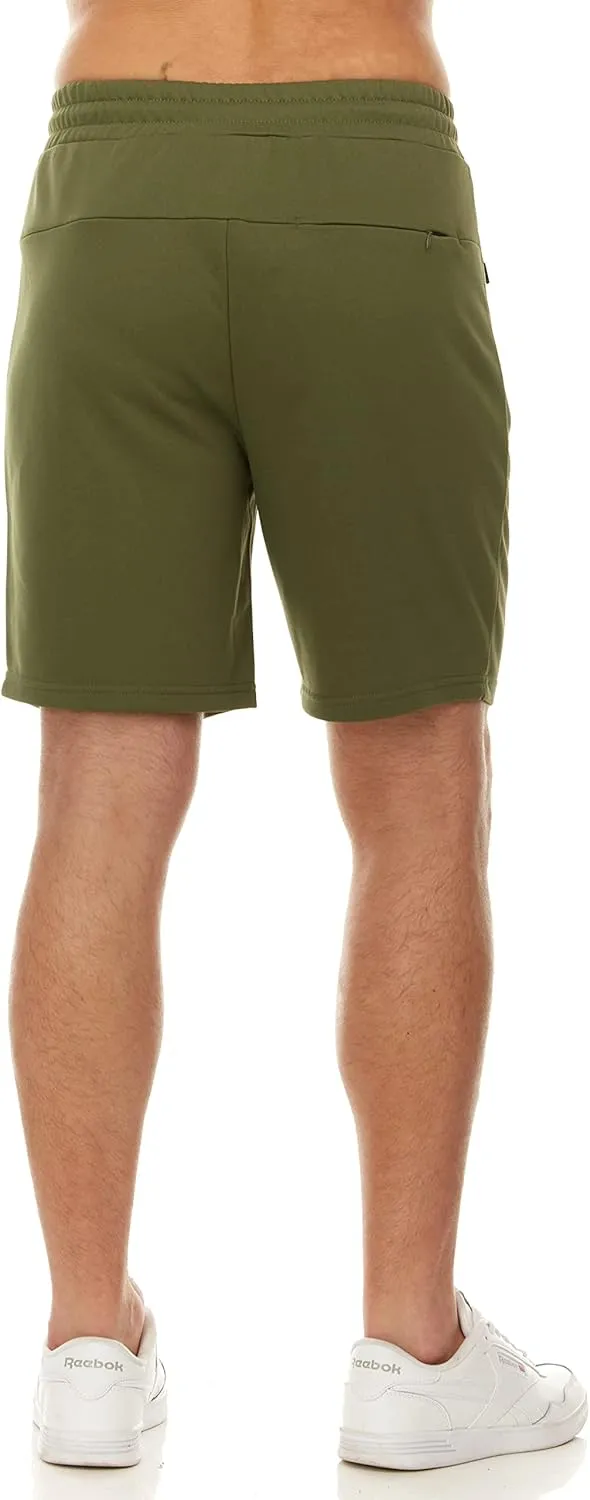 PURE CHAMP Mens 3 Pk French Terry Cotton Casual Gym Shorts for Men Athletic Workout Training Sweat Shorts with Zipper Pocket