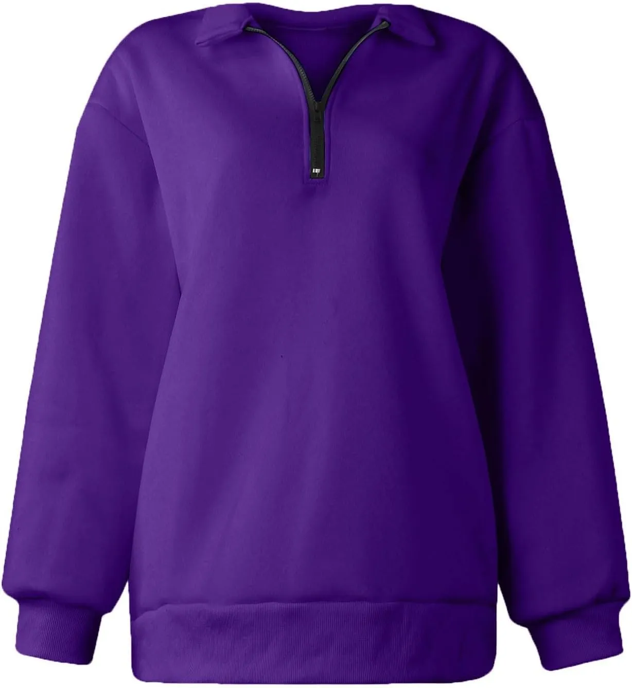 Quarter Zip Pullover for Women Fall Long Sleeve Y2k Clothes Drop Shoulder Blouses Casual Sweaters Half Zip Sweatshirt
