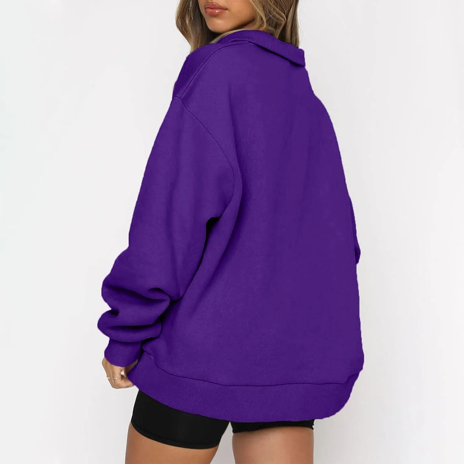 Quarter Zip Pullover for Women Fall Long Sleeve Y2k Clothes Drop Shoulder Blouses Casual Sweaters Half Zip Sweatshirt