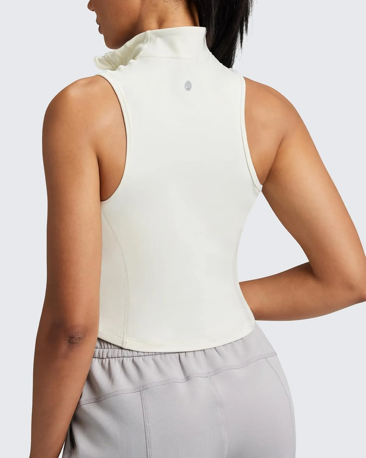 QUEENIEKE Women's Sleeveless Crop Shirt - Zip Up Workout Running Vest Tank Tops Athletic Gym Yoga Camis Jackets