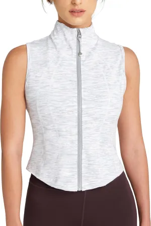 QUEENIEKE Women's Sleeveless Crop Shirt - Zip Up Workout Running Vest Tank Tops Athletic Gym Yoga Camis Jackets