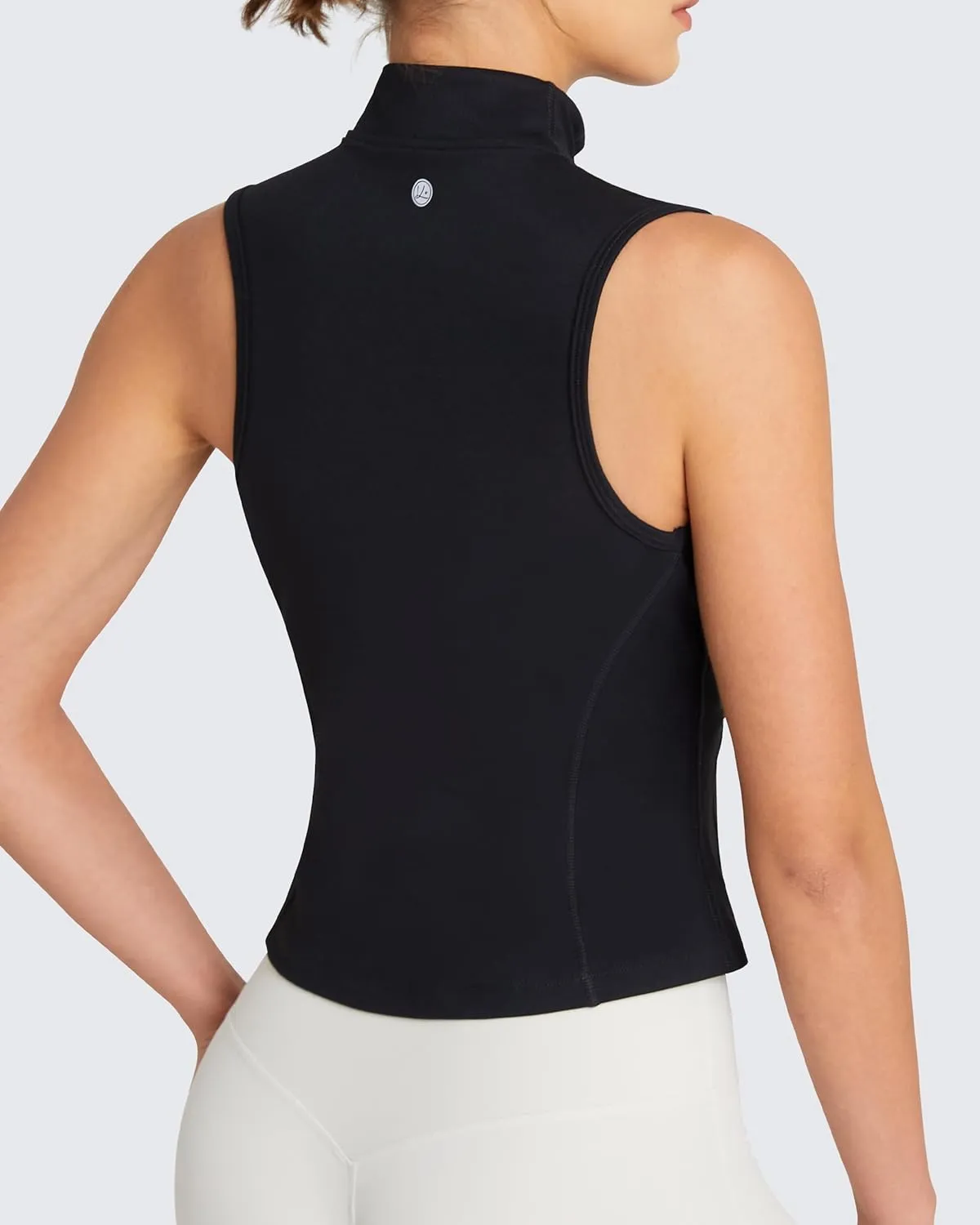 QUEENIEKE Women's Sleeveless Crop Shirt - Zip Up Workout Running Vest Tank Tops Athletic Gym Yoga Camis Jackets