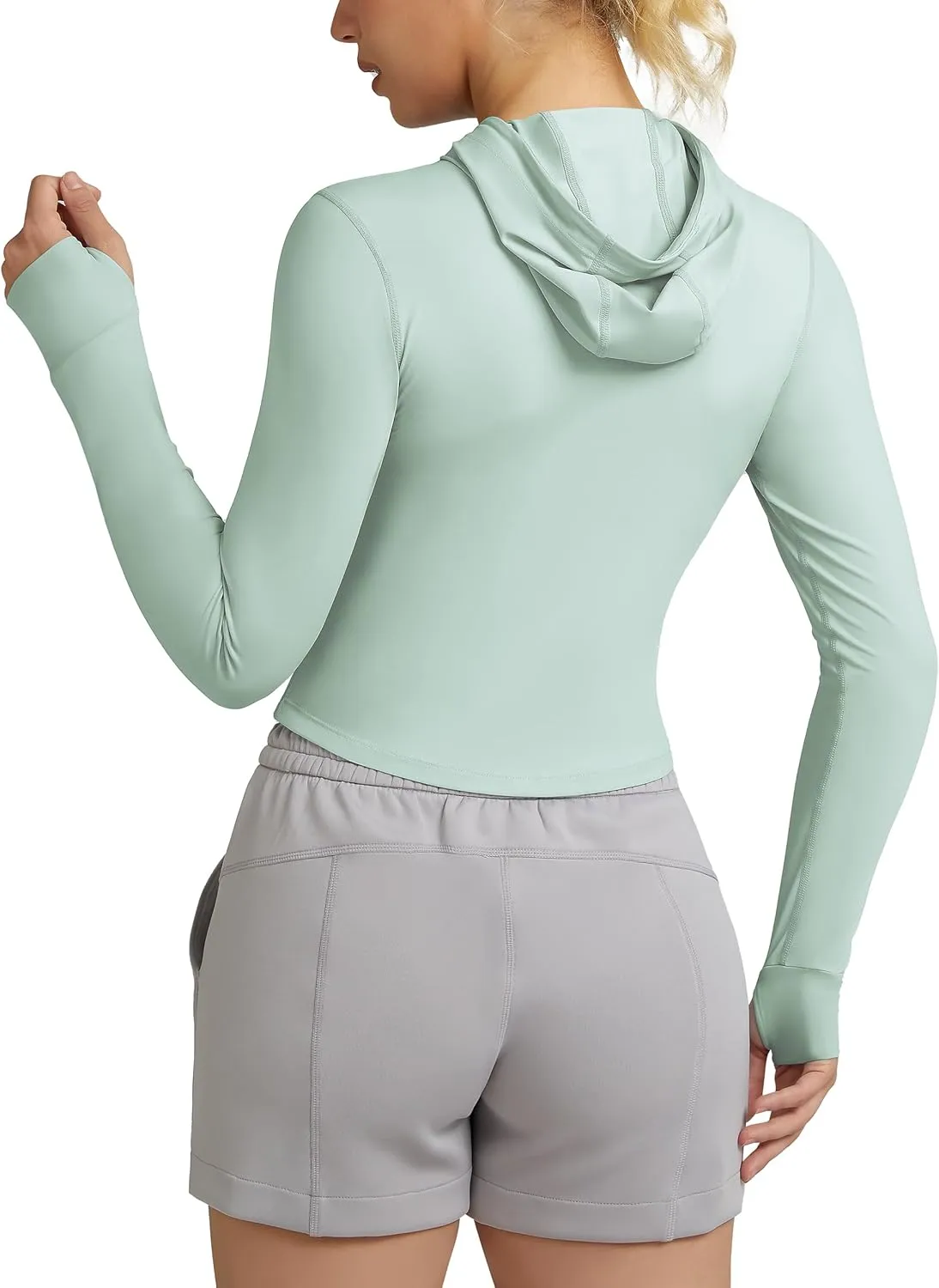 QUEENIEKE Women's UPF 50  Sun Protection Hoodie Jackets Long Sleeve Workout Tops
