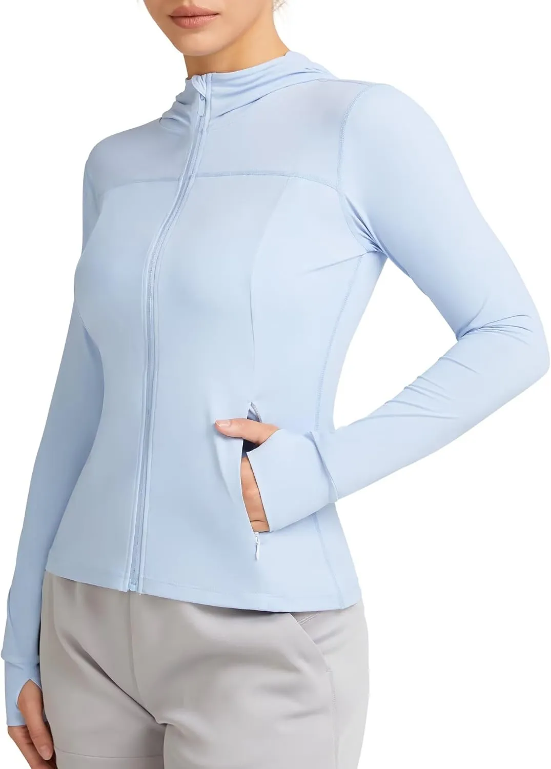QUEENIEKE Women's UPF 50  Sun Protection Hoodie Jackets Long Sleeve Workout Tops