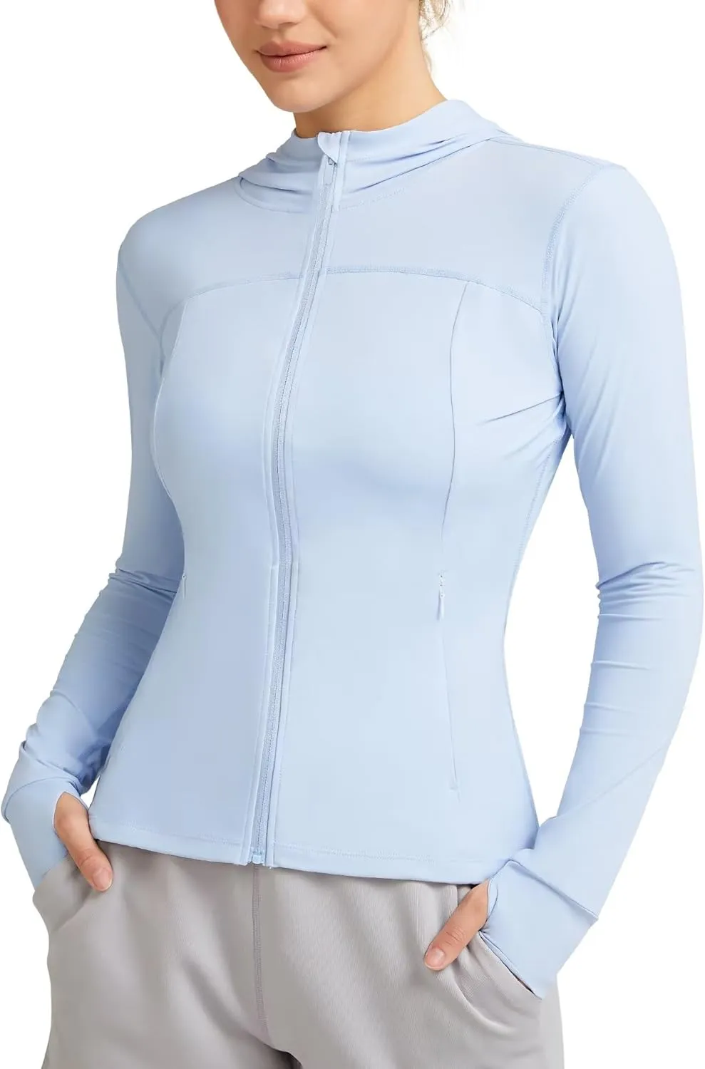 QUEENIEKE Women's UPF 50  Sun Protection Hoodie Jackets Long Sleeve Workout Tops
