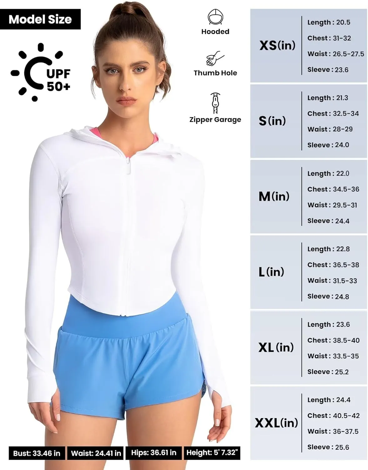 QUEENIEKE Women's UPF 50  Sun Protection Hoodie Jackets Long Sleeve Workout Tops