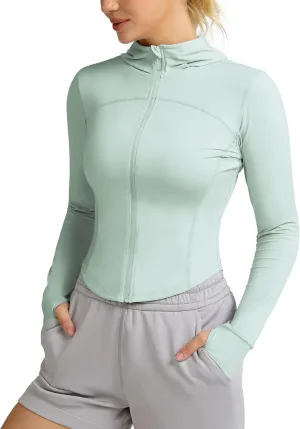 QUEENIEKE Women's UPF 50  Sun Protection Hoodie Jackets Long Sleeve Workout Tops