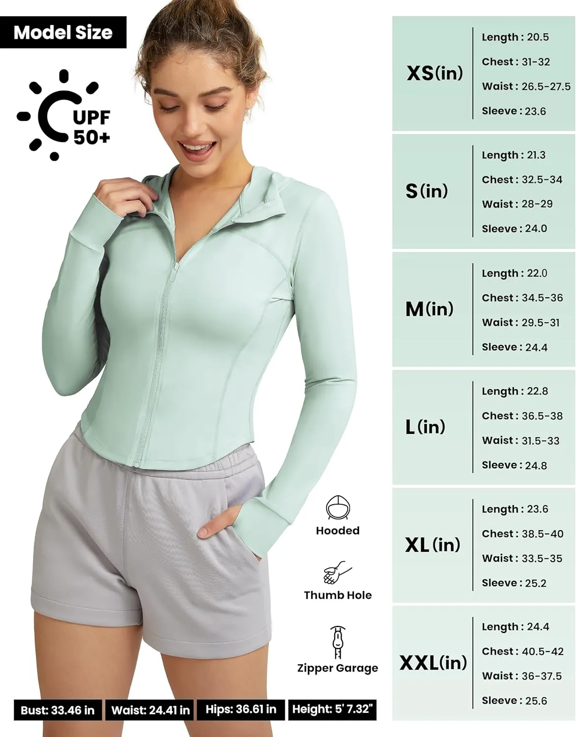 QUEENIEKE Women's UPF 50  Sun Protection Hoodie Jackets Long Sleeve Workout Tops