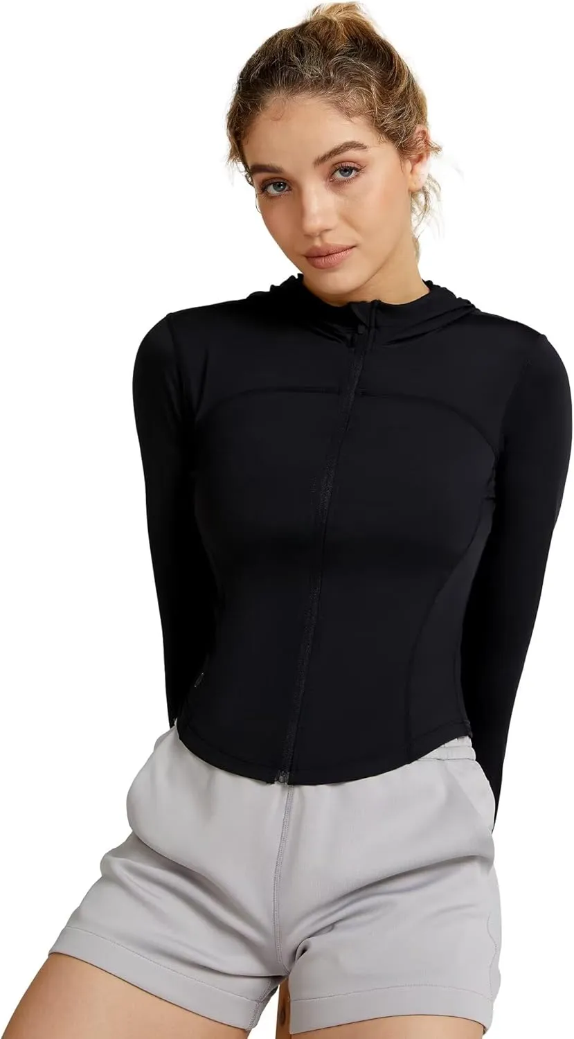 QUEENIEKE Women's UPF 50  Sun Protection Hoodie Jackets Long Sleeve Workout Tops