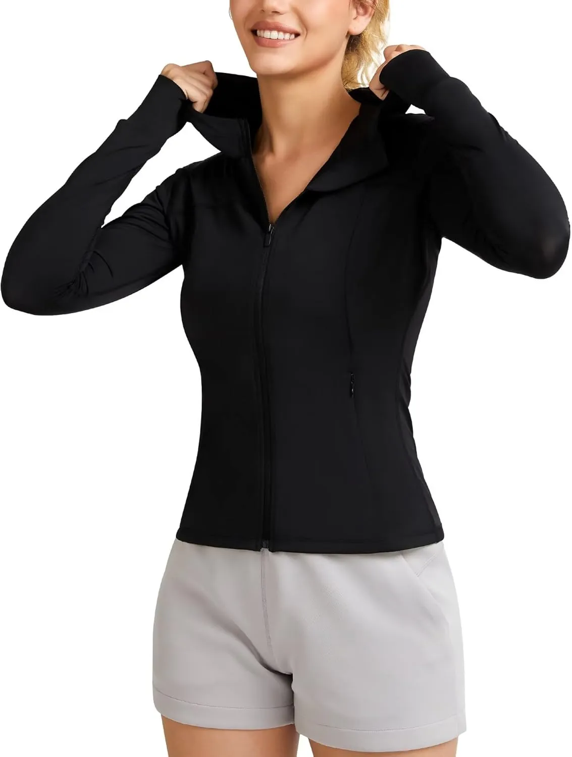 QUEENIEKE Women's UPF 50  Sun Protection Hoodie Jackets Long Sleeve Workout Tops