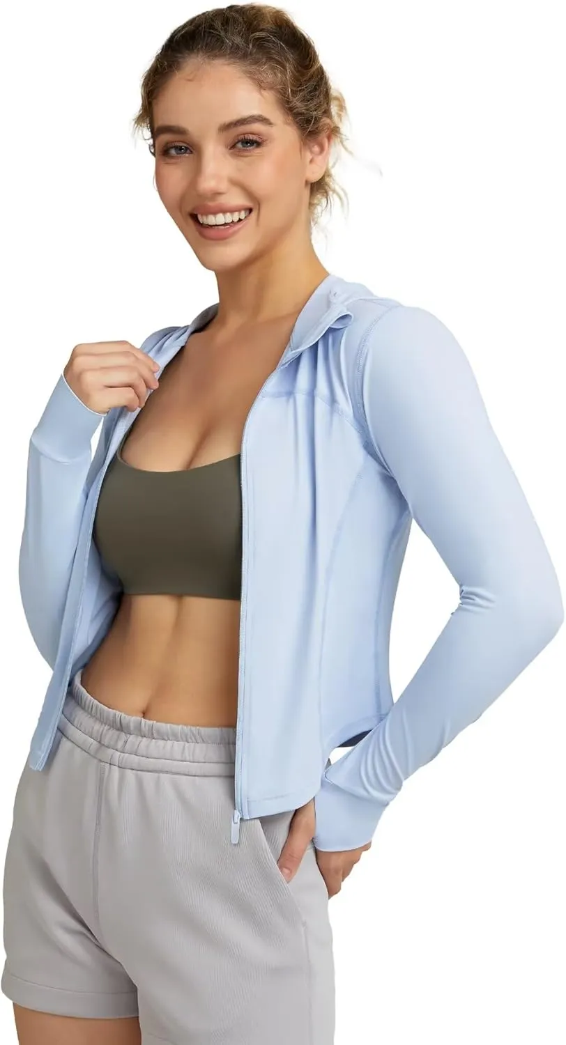 QUEENIEKE Women's UPF 50  Sun Protection Hoodie Jackets Long Sleeve Workout Tops