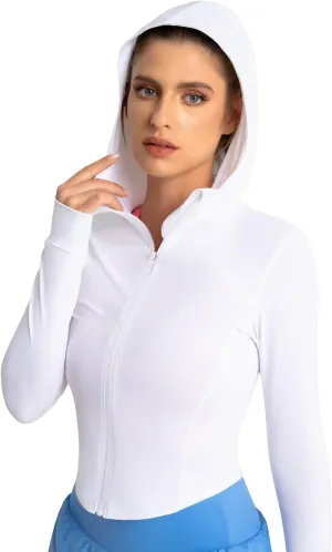 QUEENIEKE Women's UPF 50  Sun Protection Hoodie Jackets Long Sleeve Workout Tops