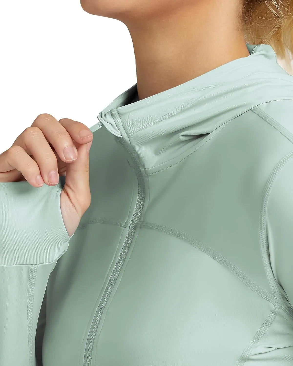QUEENIEKE Women's UPF 50  Sun Protection Hoodie Jackets Long Sleeve Workout Tops