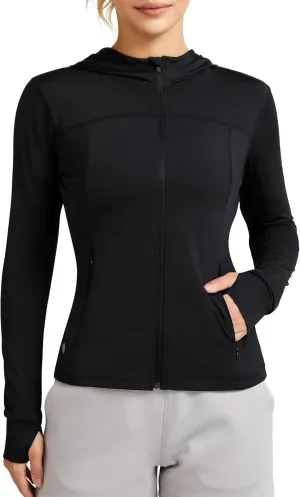 QUEENIEKE Women's UPF 50  Sun Protection Hoodie Jackets Long Sleeve Workout Tops