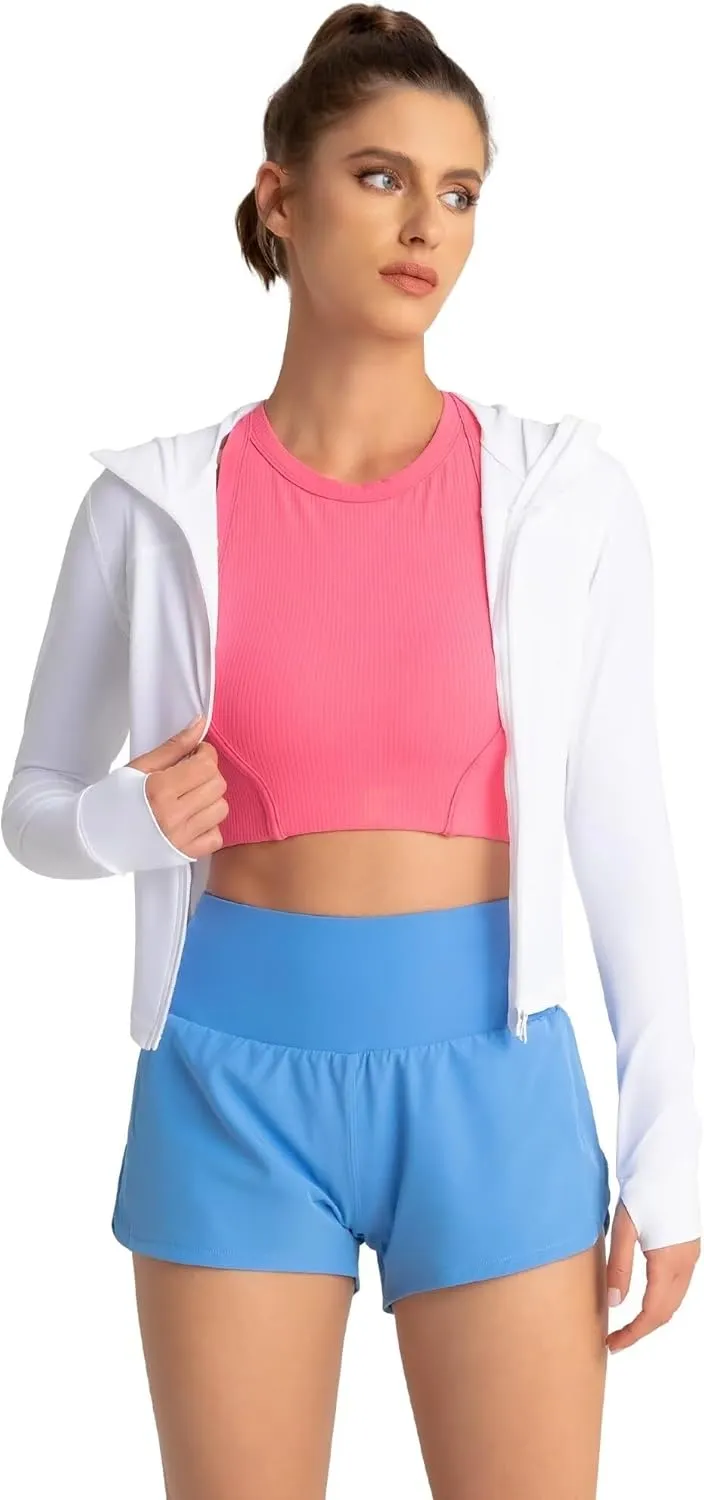QUEENIEKE Women's UPF 50  Sun Protection Hoodie Jackets Long Sleeve Workout Tops