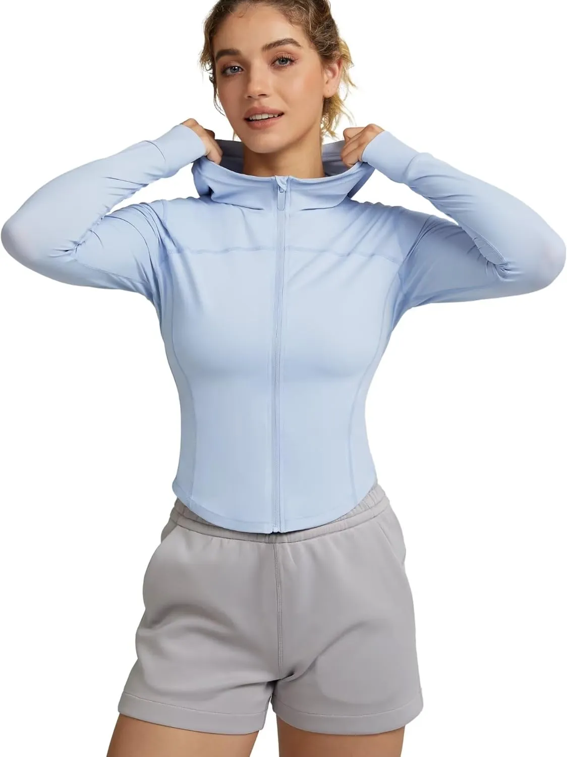 QUEENIEKE Women's UPF 50  Sun Protection Hoodie Jackets Long Sleeve Workout Tops