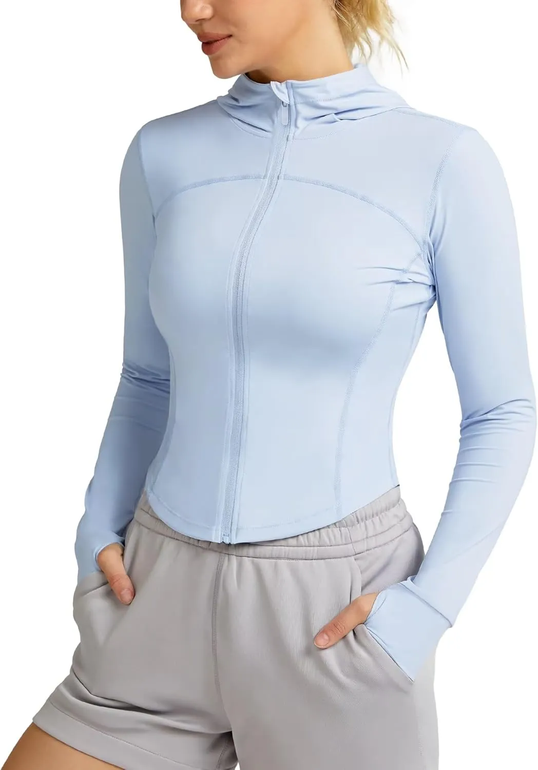 QUEENIEKE Women's UPF 50  Sun Protection Hoodie Jackets Long Sleeve Workout Tops