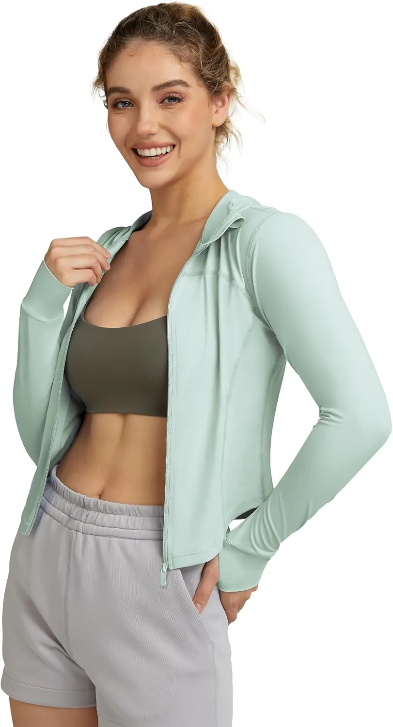 QUEENIEKE Women's UPF 50  Sun Protection Hoodie Jackets Long Sleeve Workout Tops