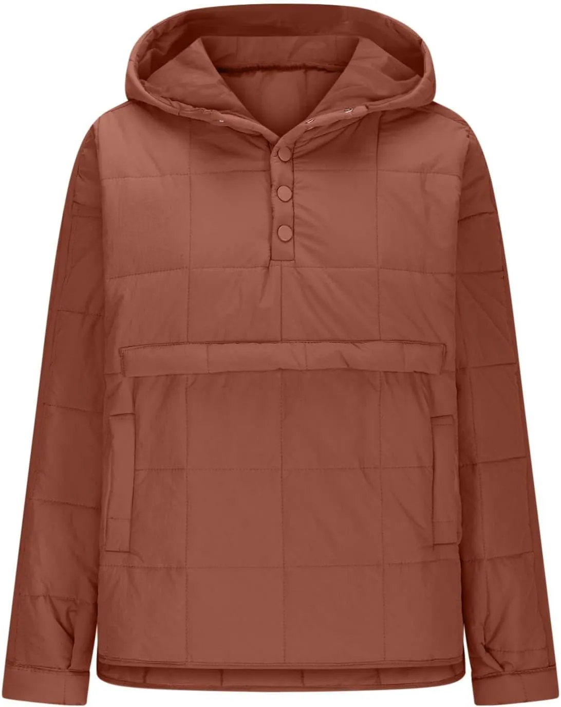 Quilted Puffer Jacket for Women Winter Lightweight Button Long Sleeve Coat Oversized Packable Cotton Padded Jacket