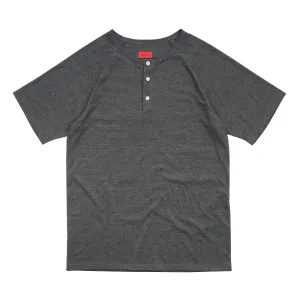 Raglan Flat-Hem Henley - Charcoal Heather