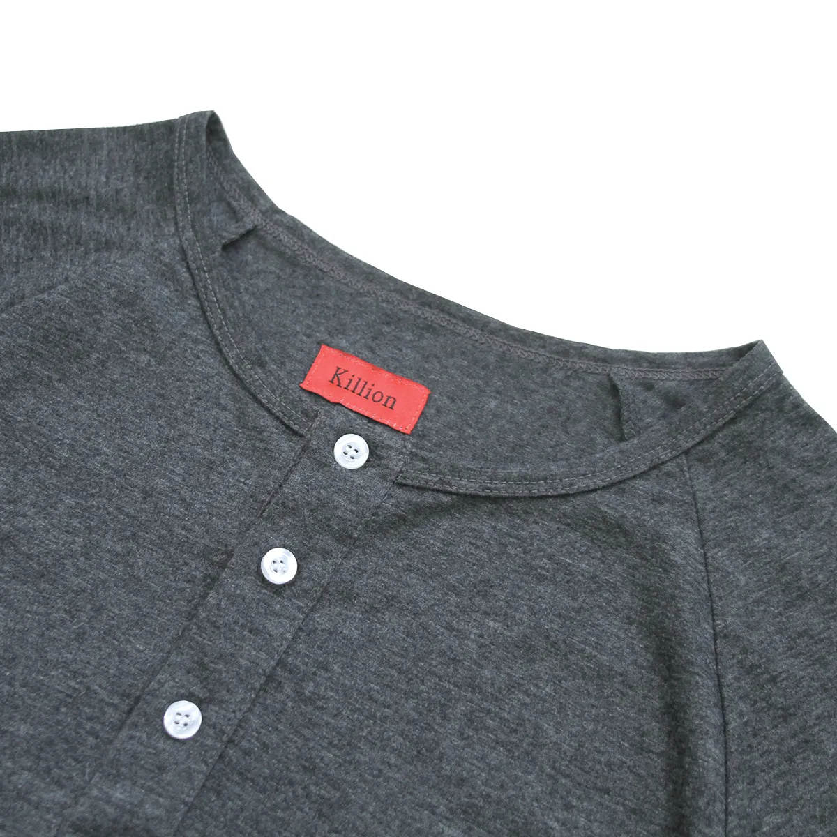 Raglan Flat-Hem Henley - Charcoal Heather