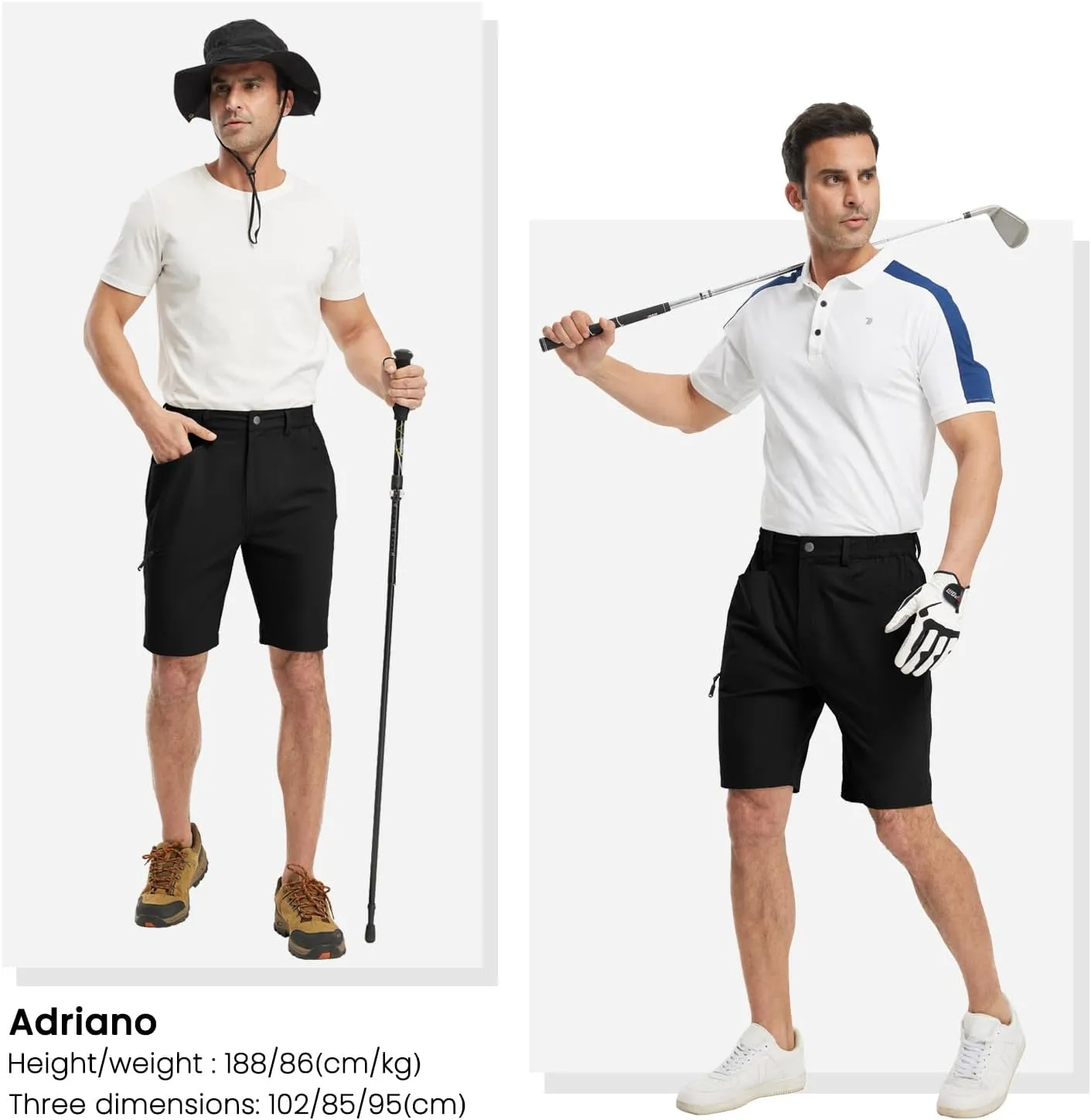 Rdruko Men's 9 Golf Shorts Stretch 4 Pockets Dress Shorts Elastic Waist Casual Flat Front Quick Dri Work Hiking Zip Cargo