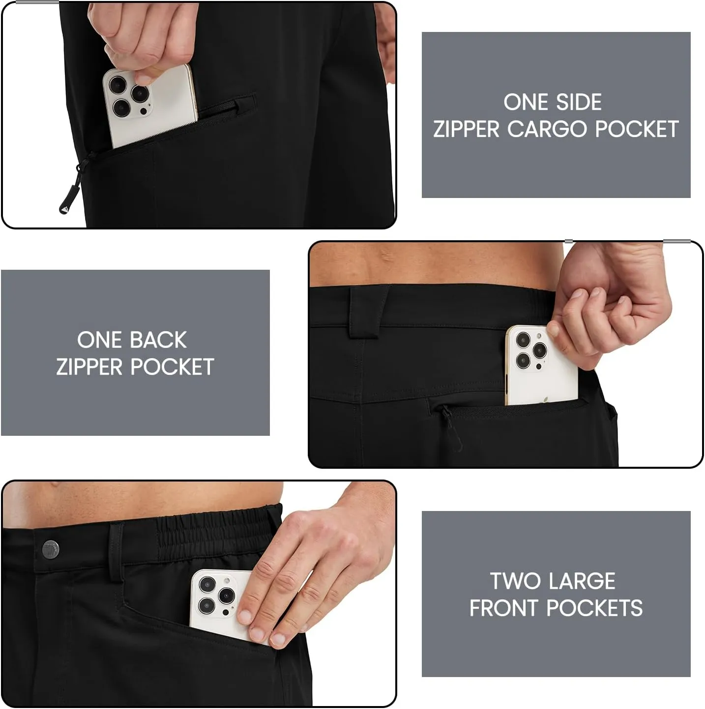 Rdruko Men's 9 Golf Shorts Stretch 4 Pockets Dress Shorts Elastic Waist Casual Flat Front Quick Dri Work Hiking Zip Cargo